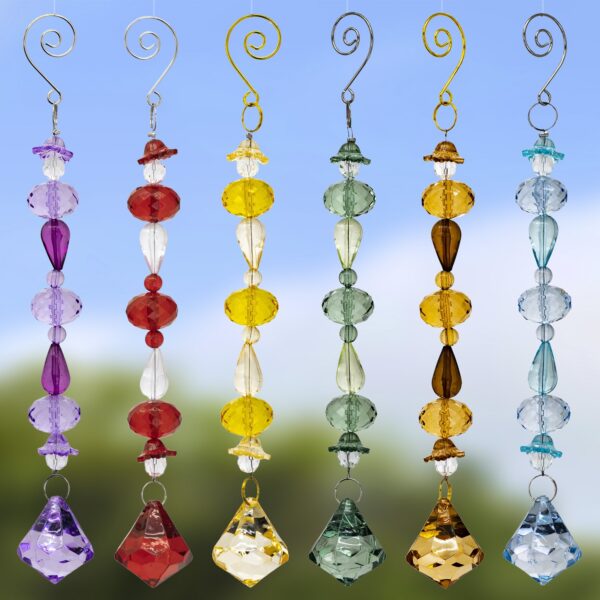 Set of 6 Monochromatic 9" Long Diamond Acrylic Decorations