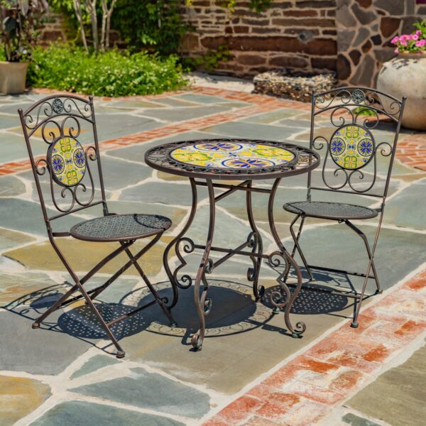 Atlantis 3-Piece Mosaic Bistro Set – 2 Color Options