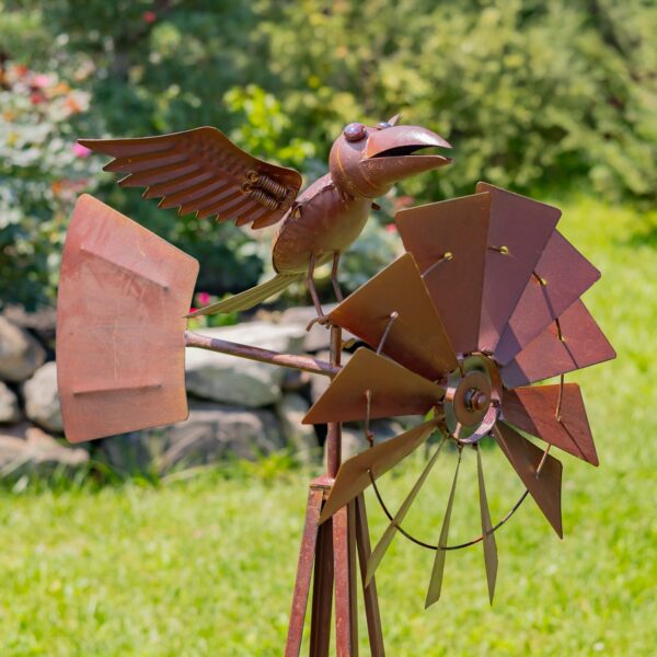 52.5" Tall Medium Iron Windmill Stand with Crow "Russell"