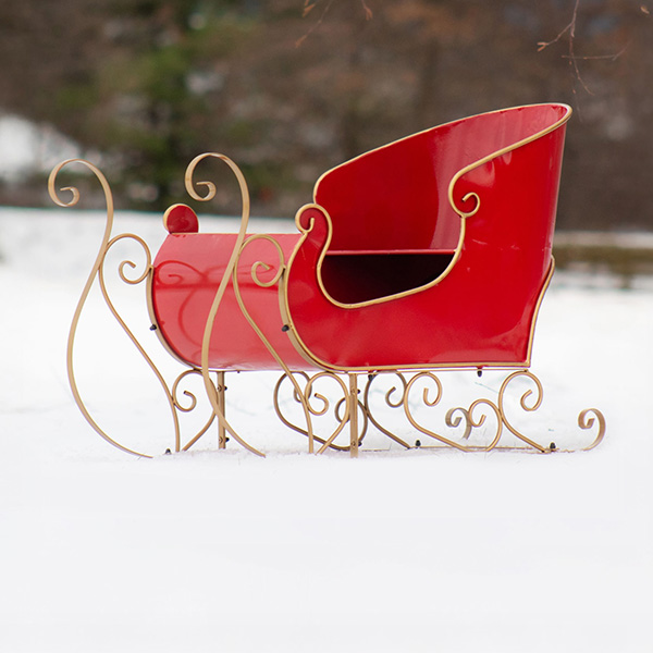 Metal Holiday Sleigh Decoration