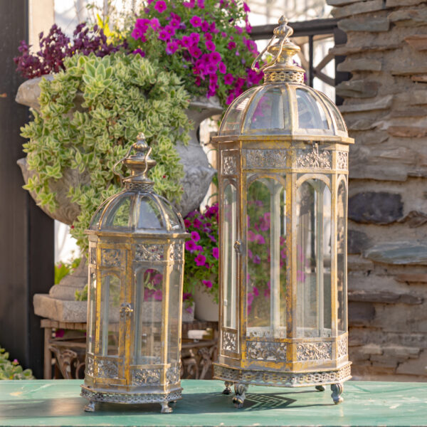 Set of 2 Iron & Glass Terrariums "St. Petersburg" in 2 Color Options