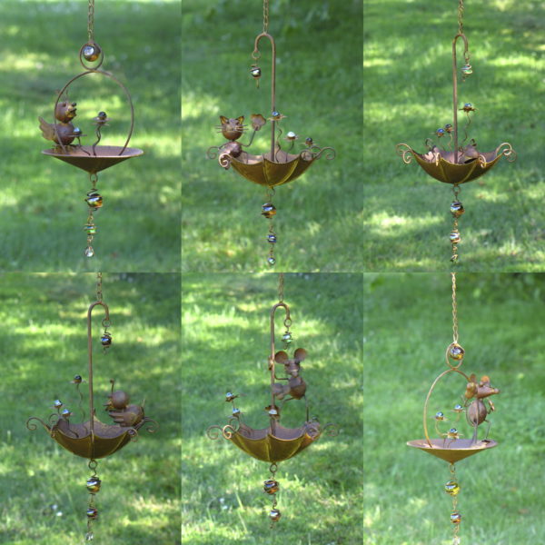 Six Assorted Iron Rain Chains with Animal and Umbrella