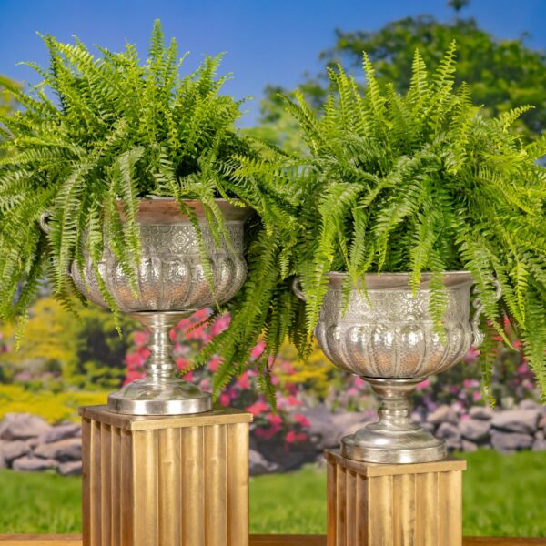 Frosted Silver Metal Urn "Bacchus" - 2 Size Options