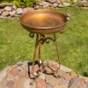 31.3" Tall Gold Birdbath-Feeder with Tri-Stand - Image 2