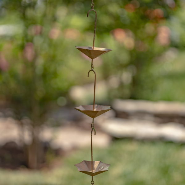 Iron Hanging Rain Chain with Umbrellas