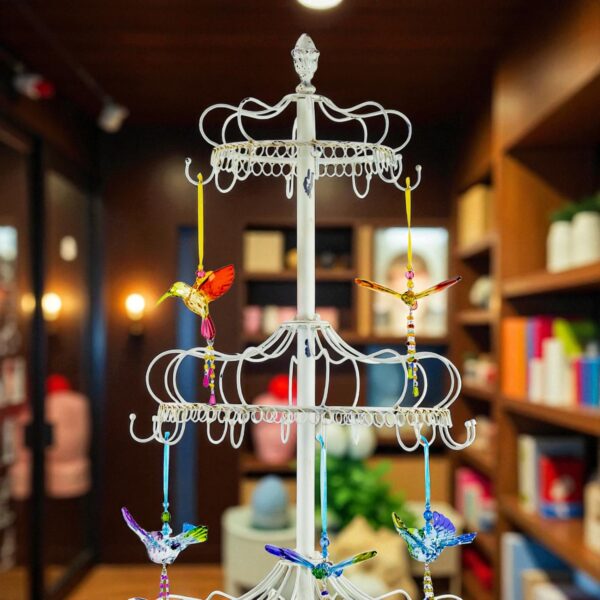 85" Tall Elegant Metal Display Stand with Hooks "London 1820" - Antique White