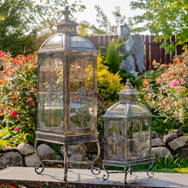 Set of 2 Iron & Glass Terrariums "Marcel" in 2 Color Options