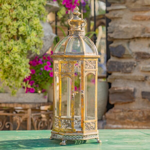 21" Tall Iron & Glass Terrarium-Lantern "Monte Carlo"