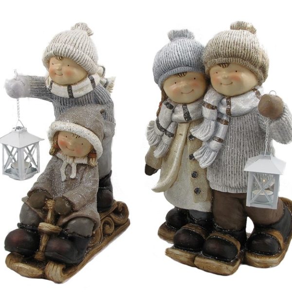Set of 2 Tushka Couples with Snowshoes & Sleigh "Toboggan Tushkas"