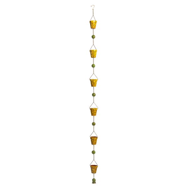 76.75" Long Hand Painted Multicolor Porcelain Bucket Rain Chain "Soleil"