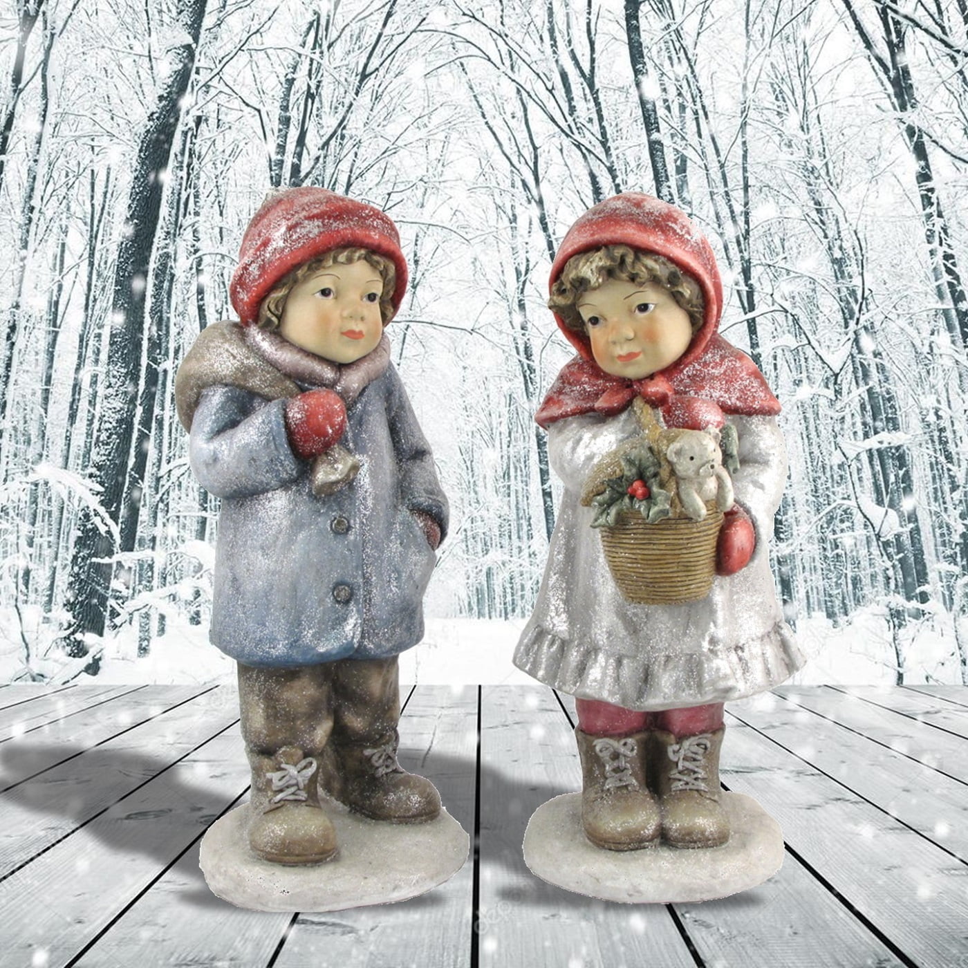 Set of 2 "Red Hat" Christmas Tushkas with Teddy Bear Basket & Bag