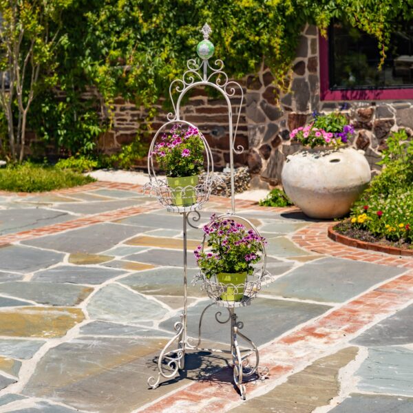 65" Atlantis Two-Tier Wire Basket Plant Stand – 2 color options