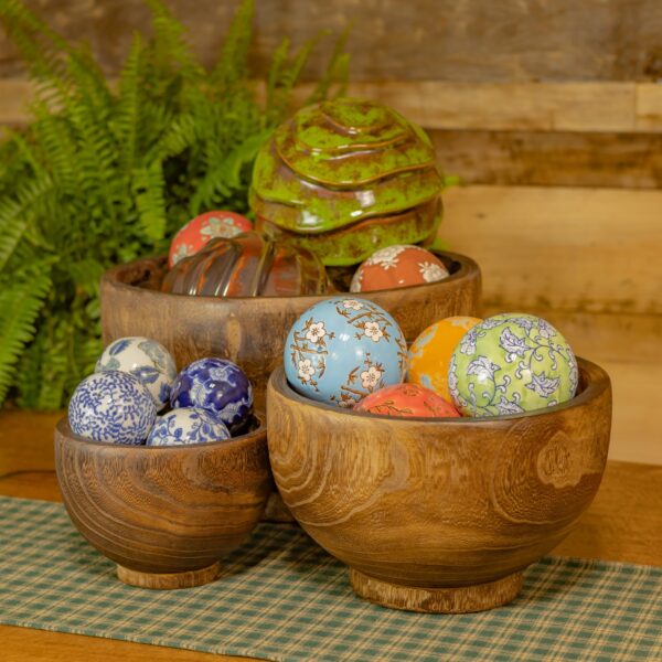 Set of 3 Assorted Round Wooden Nesting Planters "Stowe"