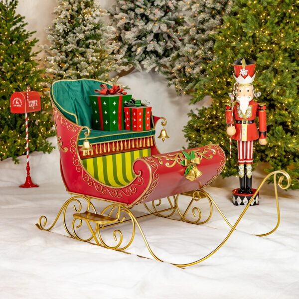 8ft. Long Opulent Metal Christmas Sleigh "Good King Wenceslas"