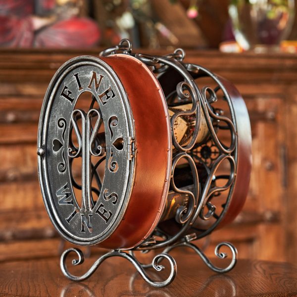 15.75" Tall Oval Barrel-Shaped Wine Bottle Rack with Handle "Setúbal"