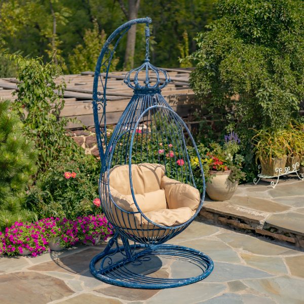 89" Tall One-Person Hanging Metal Egg Chair & Stand "Elizabeth"