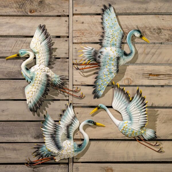 Set of 4 Assorted Elegant Whooping Crane Wall Decorations "Port Aransas"