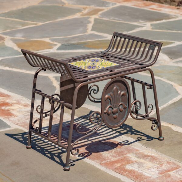 Atlantis Collection Backless Mosaic Metal Chair – Antique Bronze "Plato" & Antique White "Poseidon"