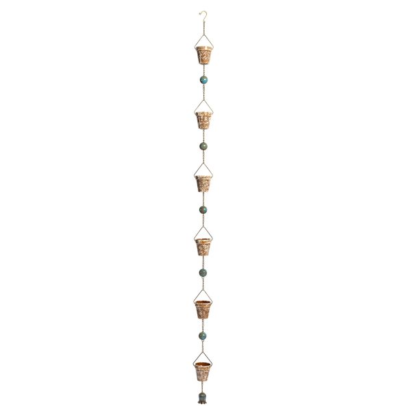 76.75" Long Hand Painted Multicolor Porcelain Bucket Rain Chain "Sandy"