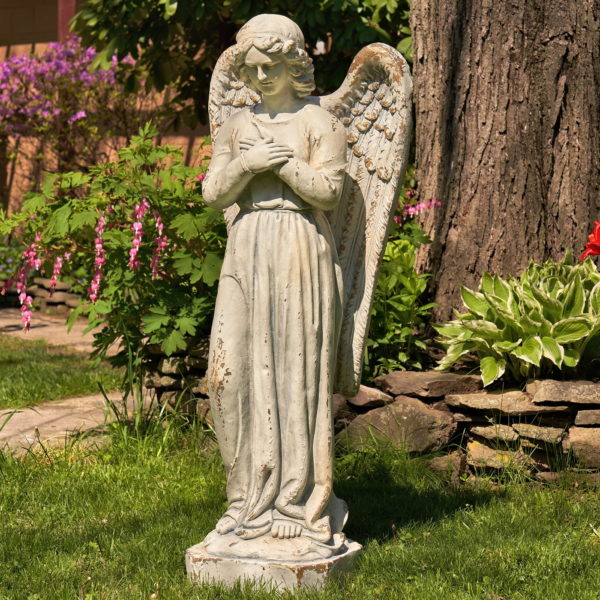47 Tall Standing Magnesium Angel Holding Heart Evangeline