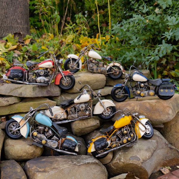 Set of 6 Assorted Vintage Style Metal Model Motorcycles