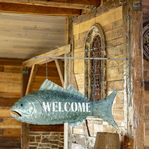 Large Hanging Fish "Welcome" Sign Wall Decor