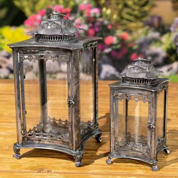 Set of 2 Iron & Glass Terrariums "Frankfurt" in 2 Color Options