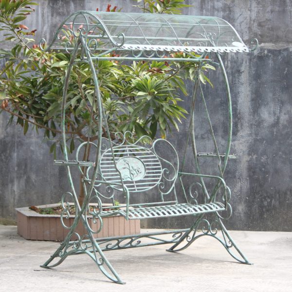 Electroplated Garden Swing Bench in Verdi Green