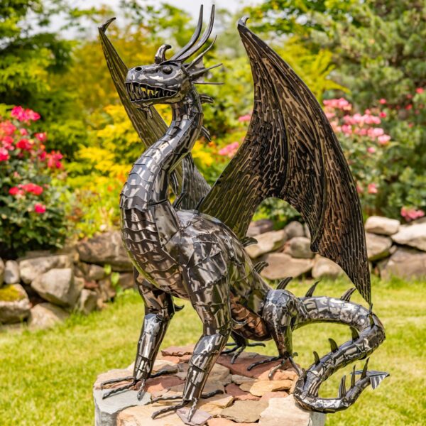 39.5" Tall Iron Dragon Sentry Statue "Spike"