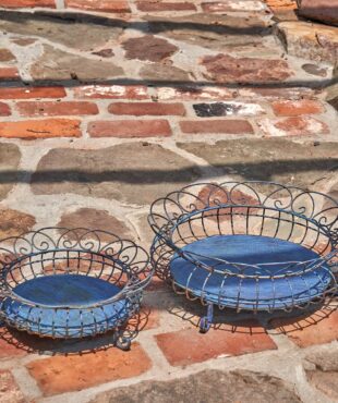 Each basket is carefully hand painted with a distressed and dynamic finish