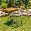32" Tall Metal Garden-Flower Cart with Handle & Wheels "London 1820" - Image 14