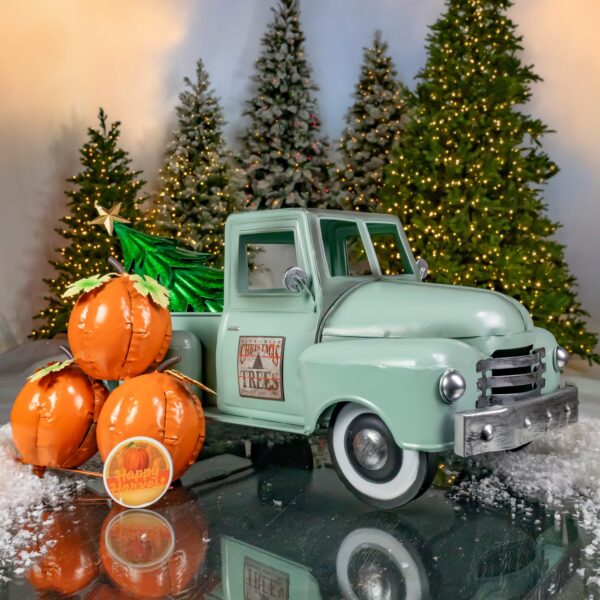 Small Multi-Seasonal Iron Pickup Truck in Soft Green