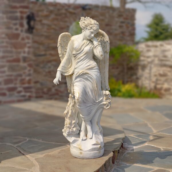 63" Tall Magnesium Angel Statue in Antique Grey "Lillith"