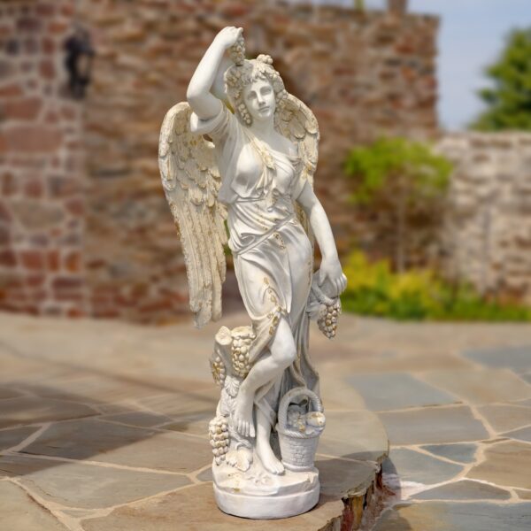 63" Tall Magnesium Angel Statue in Antique Grey "Celeste"