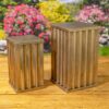 Set of 2 Assorted Gold Metal Decorative Pedestal Pillars (2 Assorted Colors) - Image 4