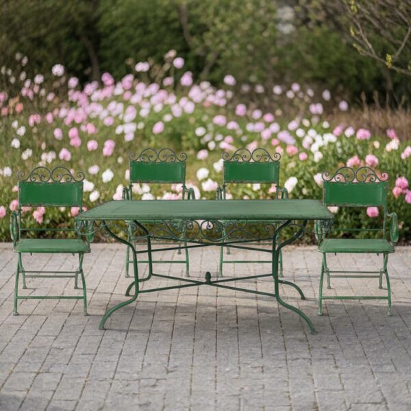"Charleston 1940" Five-Piece Galvanized Outdoor Metal Dining Set