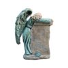 34" Tall Mourning Magnesium Angel Statue with Scripture Engraved Pedestal "Hali" - Image 4