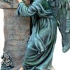34" Tall Mourning Magnesium Angel Statue with Scripture Engraved Pedestal "Hali" - Image 7