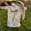 34" Tall Mourning Magnesium Angel Statue with Scripture Engraved Pedestal "Hali" - Image 8