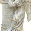 34" Tall Mourning Magnesium Angel Statue with Scripture Engraved Pedestal "Hali" - Image 13