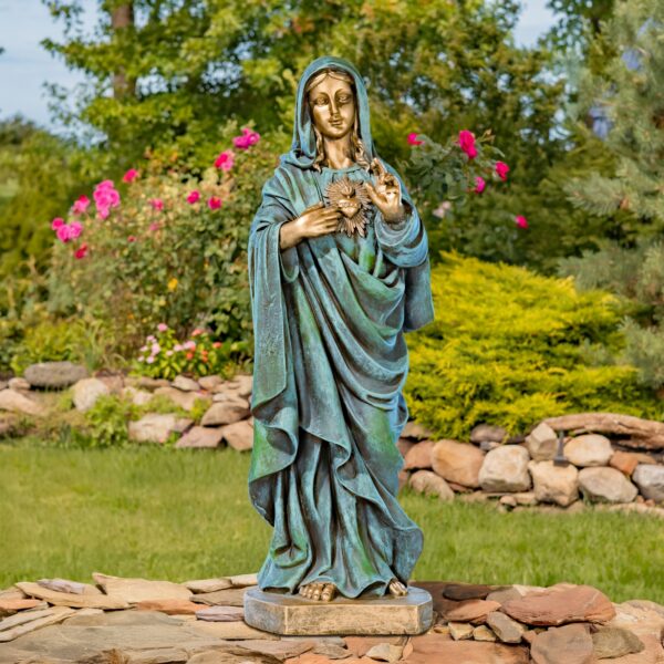 36" Tall Mother Mary with Sacred Heart Magnesium Garden Statue