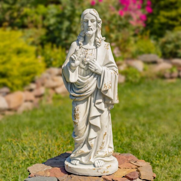 30" Tall Jesus with Sacred Heart Magnesium Garden Statue