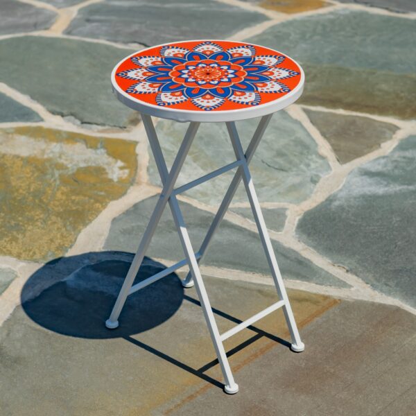 "Tivoli" 23" Tall Mosaic Folding Plant Stand - White/Red