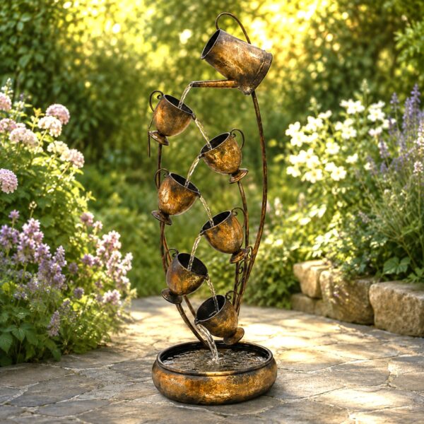 47.5" Tall Cascading Iron Calla Lily Garden Fountain in Antique Bronze