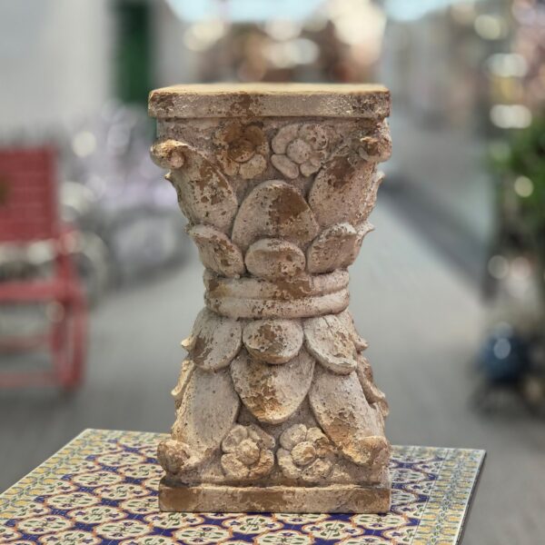 21" Tall Distressed Classic Column-Style Parisian Pedestal/Plant Stand