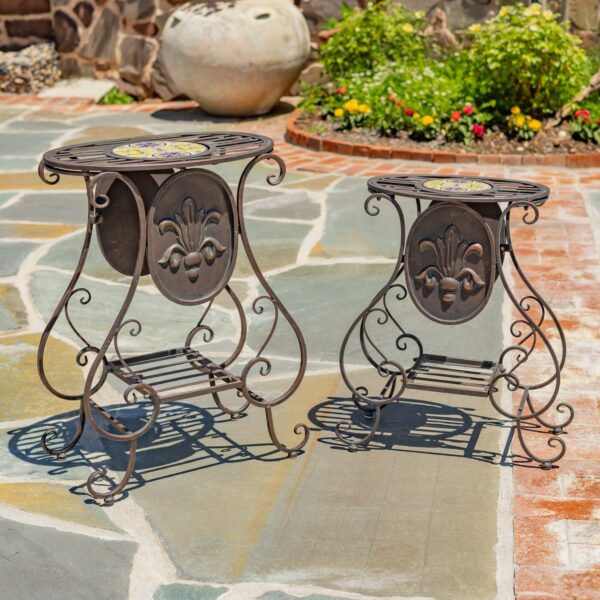 Atlantis Set of 2 Mosaic Plant Stands – 2 color options
