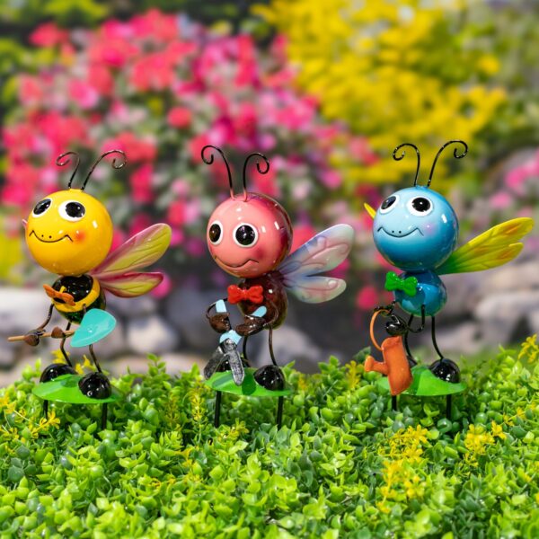 Set of 6 Metal Insect Garden Stakes "The Buggy Band"