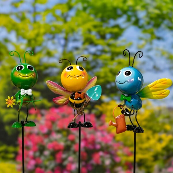 Set of 6 Metal Insect Pot Stakes "The Cooties"