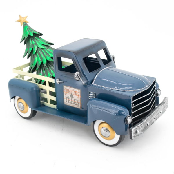 Small Blue Truck with Christmas Tree