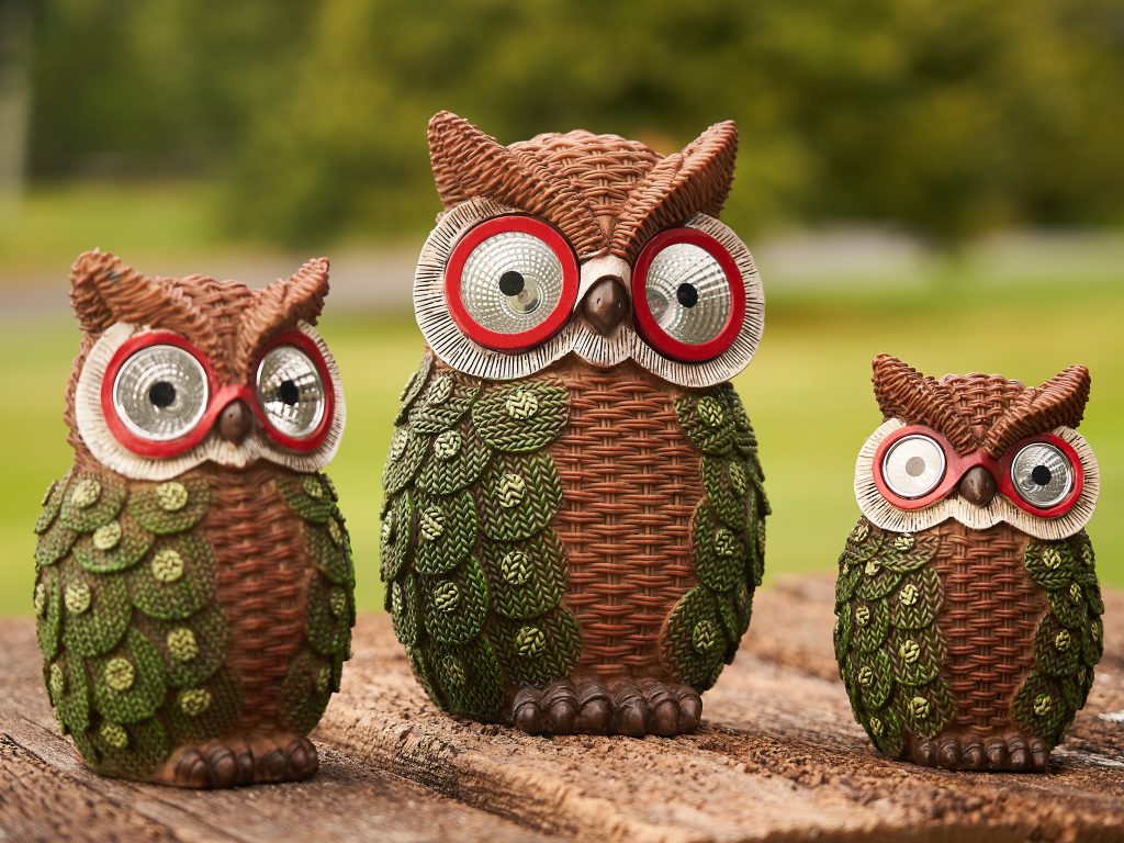 Set of 3 Solar Owls with Sweaters